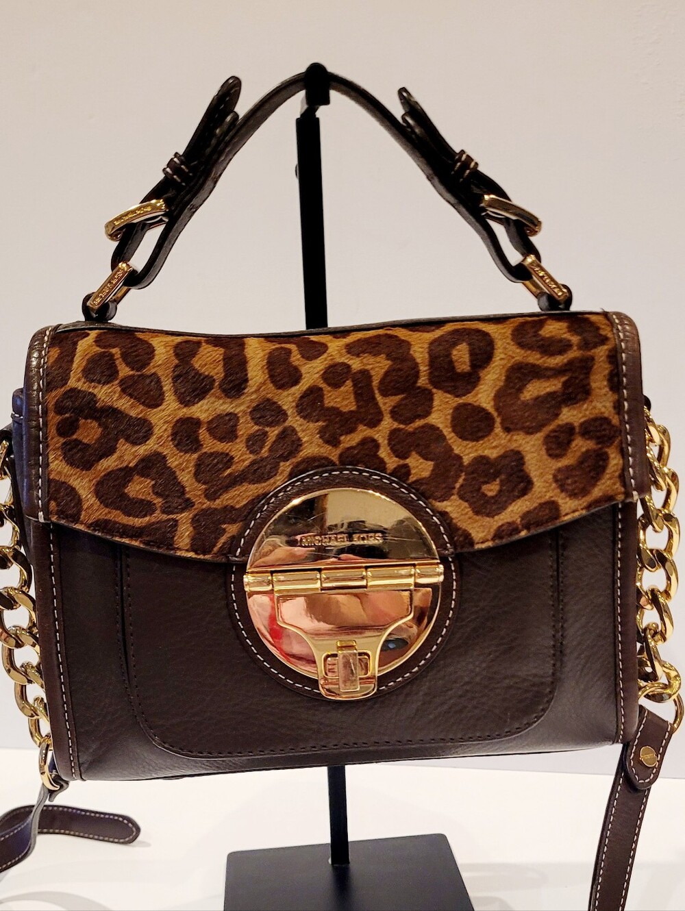 Michael Kors Leopard-Print Calf Hair Satchel